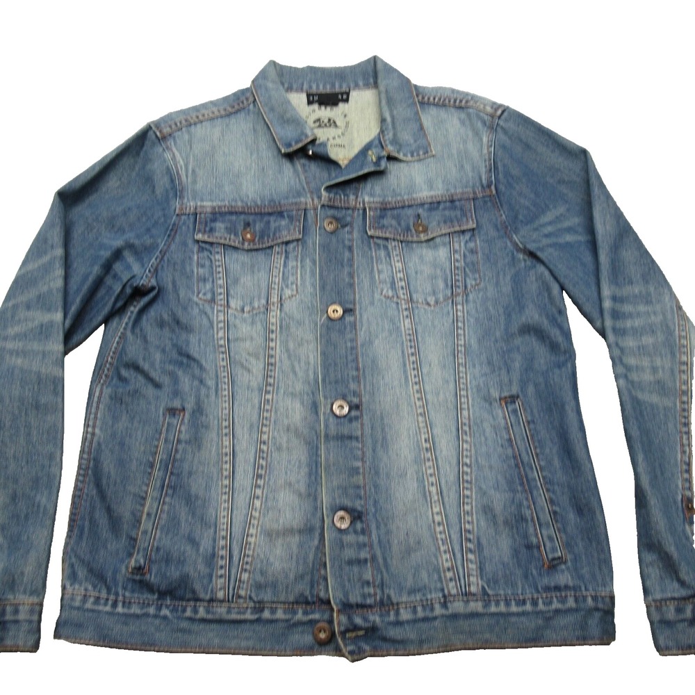 Bullhead Denim Co Denim Jacket Men Large Blue Cotton Pockets Button Front Y2K